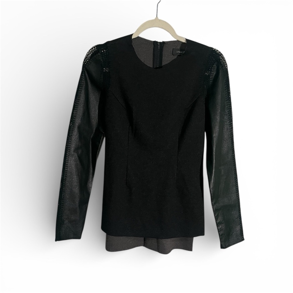 Stella & Jamie Black Leather Rio CrochetTop